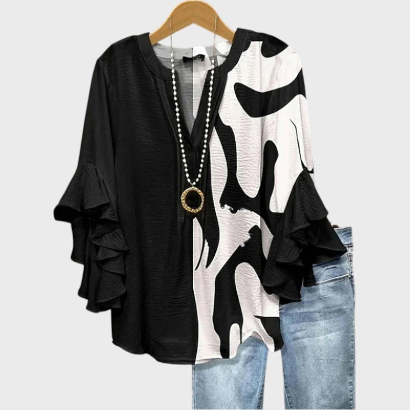 Poppy- Lightweight Blouse with Color Blocks