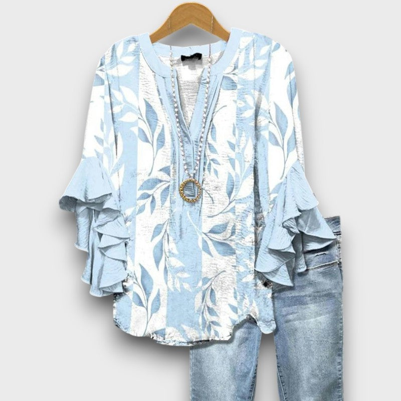 Matilda- Relaxed Blouse with Leaf Design