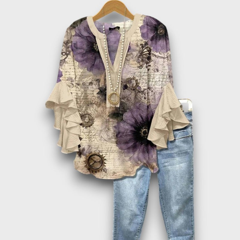 Mila - Vintage blouse with floral pattern