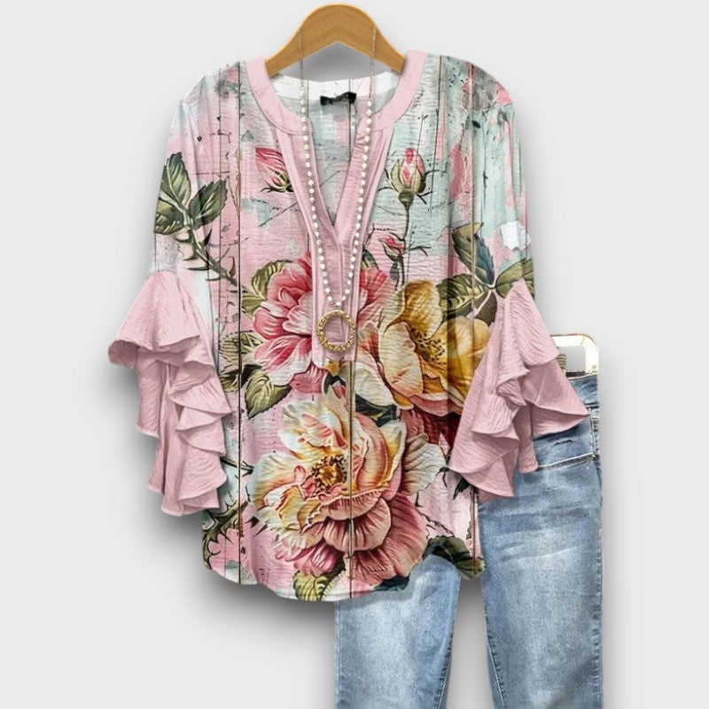 Layla - Vintage blouse with floral pattern