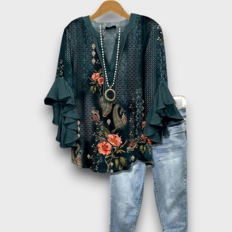 Elsie - Vintage blouse with floral pattern
