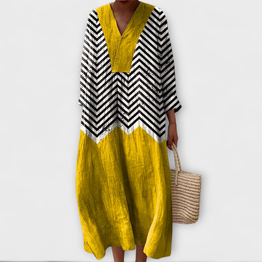 Caroline - Elegant Dress with Geometric Pattern