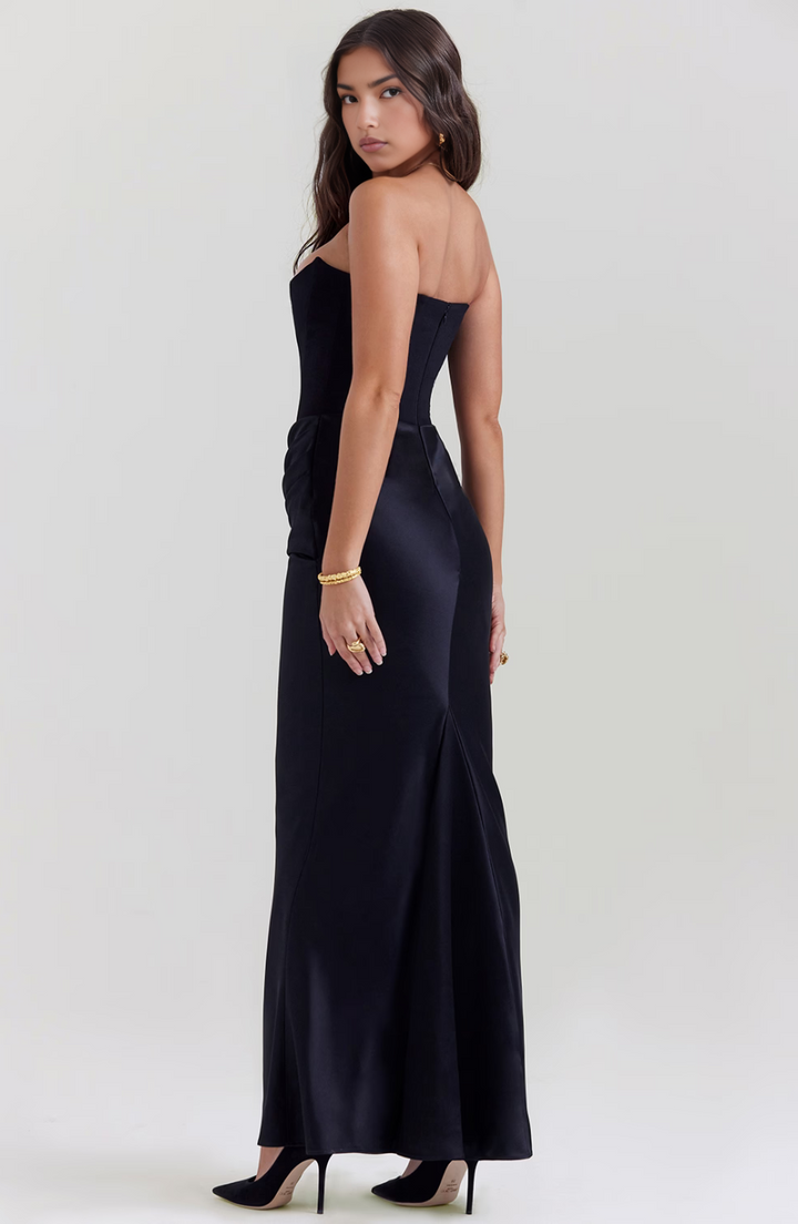 Beverly - Elegant Retro Solid Color Strapless Party Dress