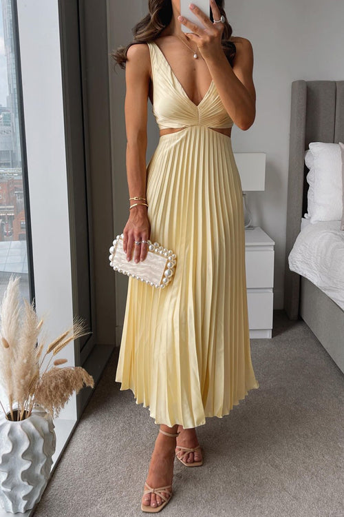 Mandy - Trendy V-Neck Solid Color Maxi Dress