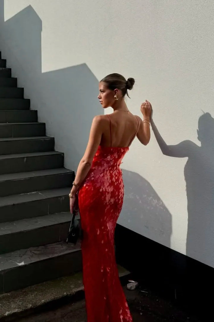 Leanne - Glitter Sequins Backless Strap Dress