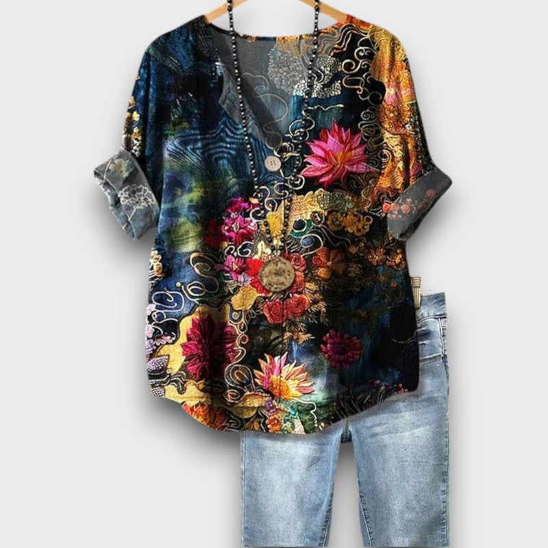 Stella  - Vintage blouse with abstract design