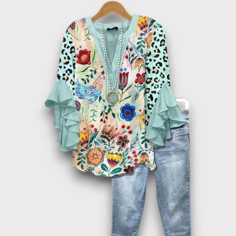Freya - Vintage blouse with floral pattern