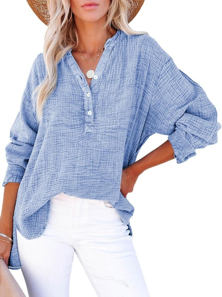 Aveela | Button V-Neck Blouse
