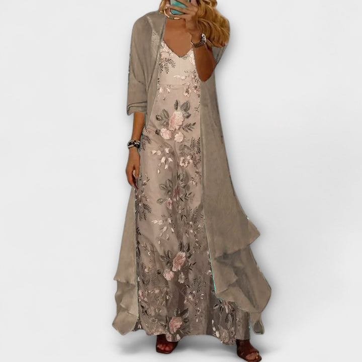 Paula - Maxi Dress with Cardigan (2-Piece Set)