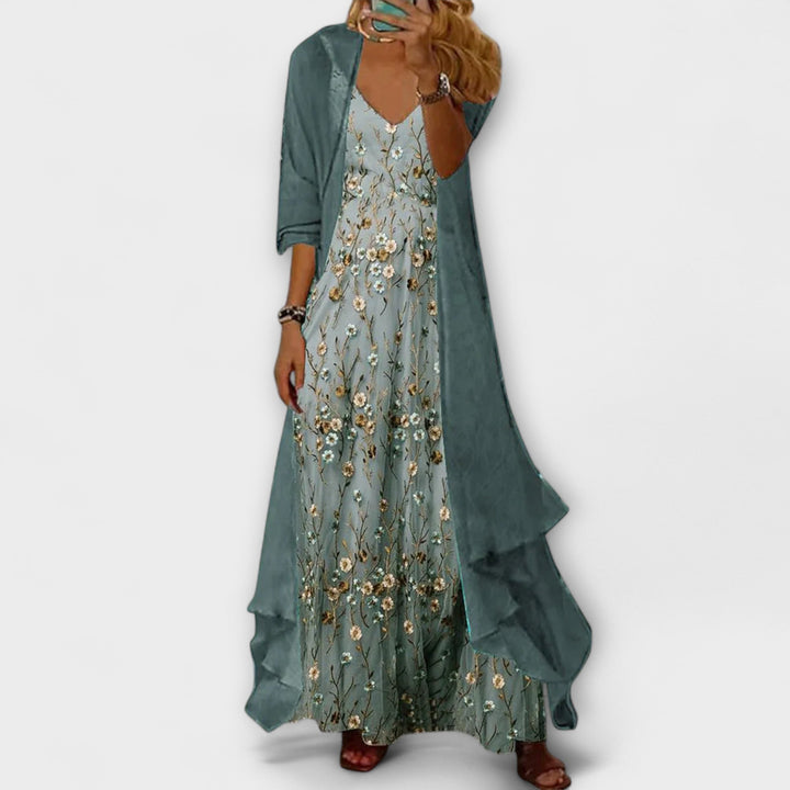 Paula - Maxi Dress with Cardigan (2-Piece Set)