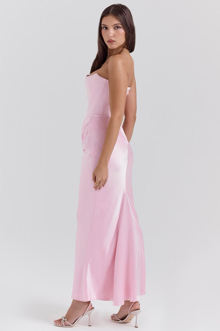 Beverly - Elegant Retro Solid Color Strapless Party Dress