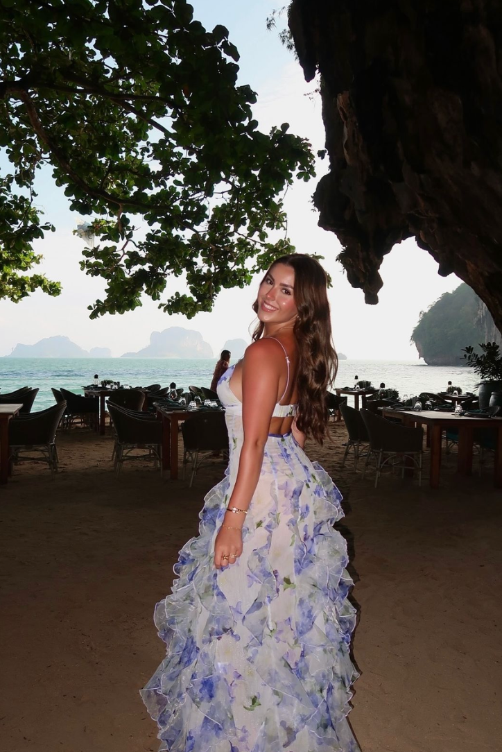 Helen - Floral Cut-Out Split Beach Maxi Dress