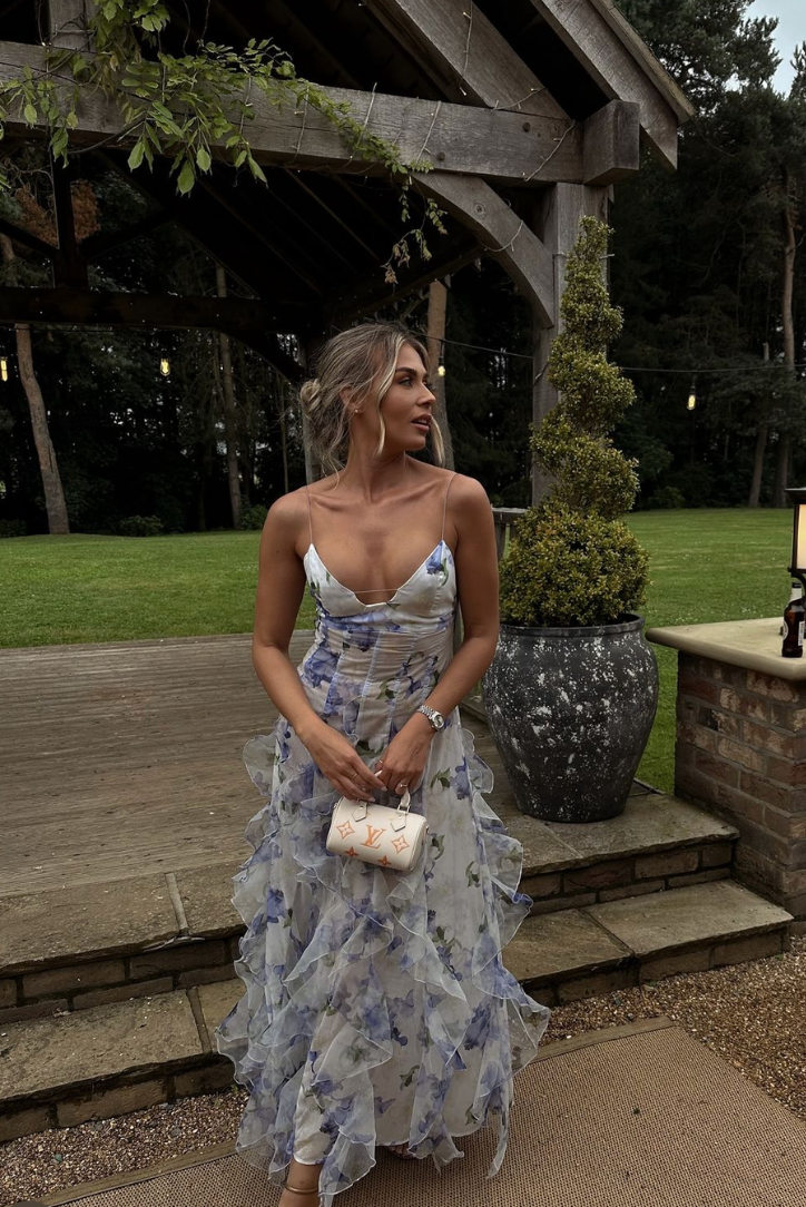 Helen - Floral Cut-Out Split Beach Maxi Dress