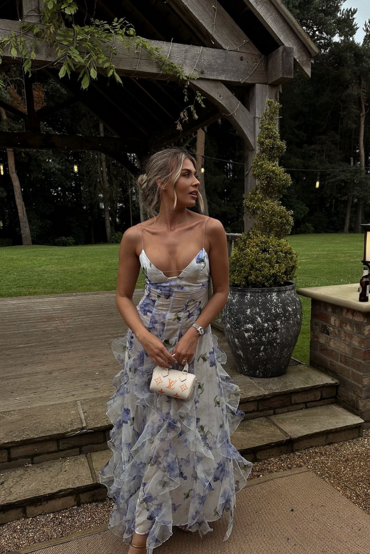 Helen - Floral Cut-Out Split Beach Maxi Dress