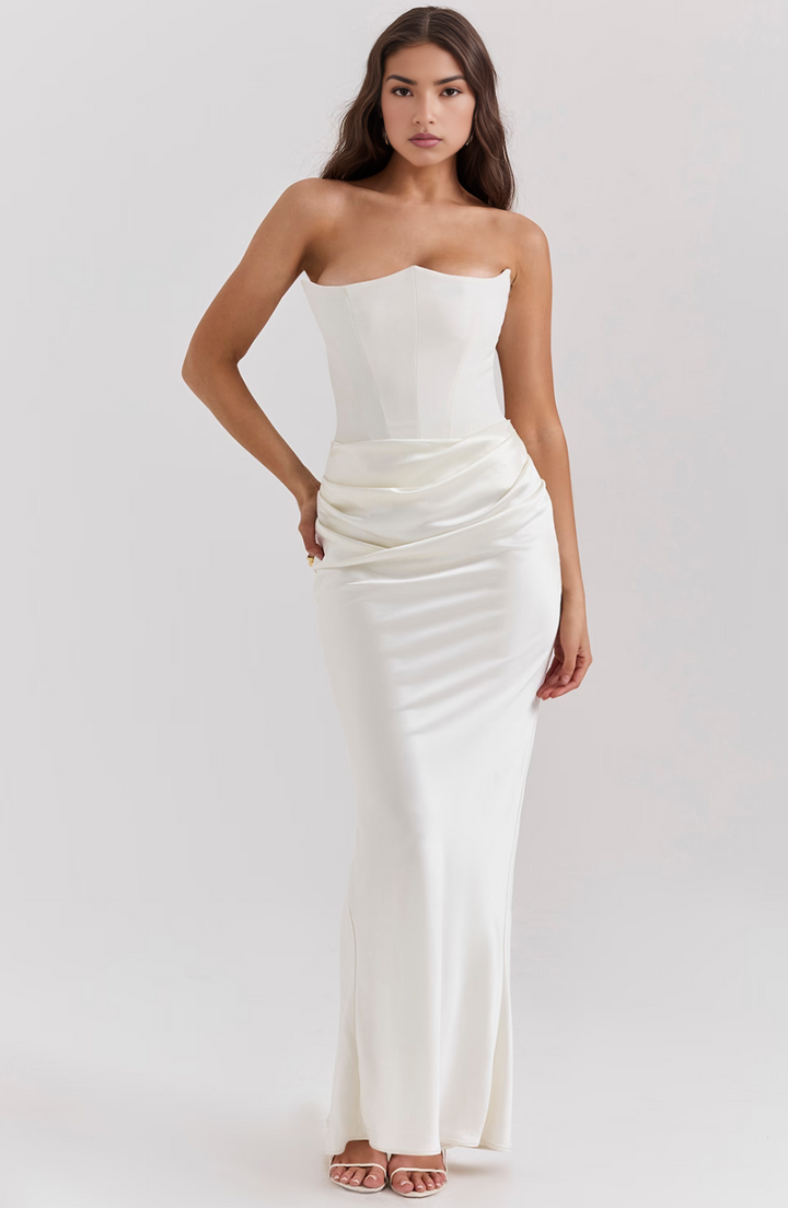 Beverly - Elegant Retro Solid Color Strapless Party Dress