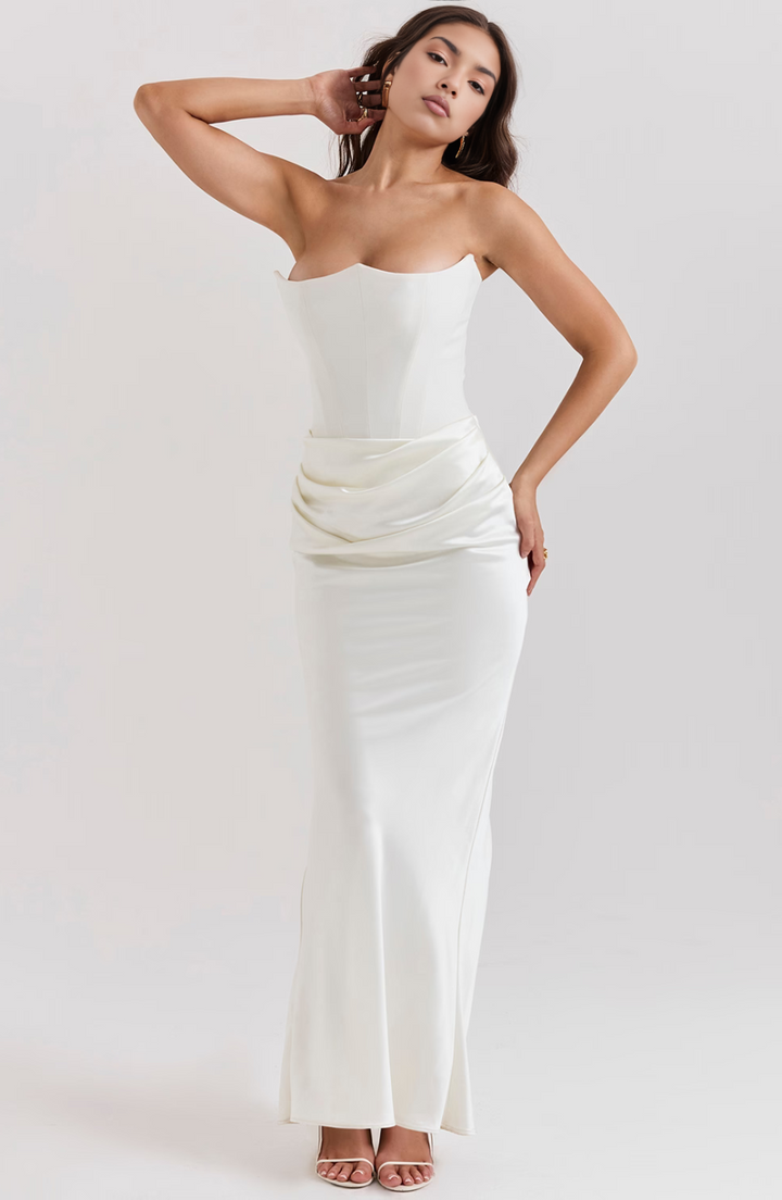 Beverly - Elegant Retro Solid Color Strapless Party Dress