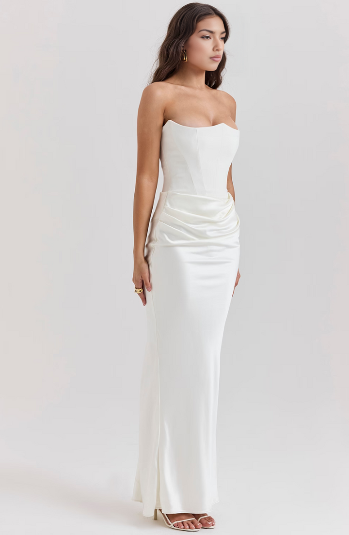 Beverly - Elegant Retro Solid Color Strapless Party Dress