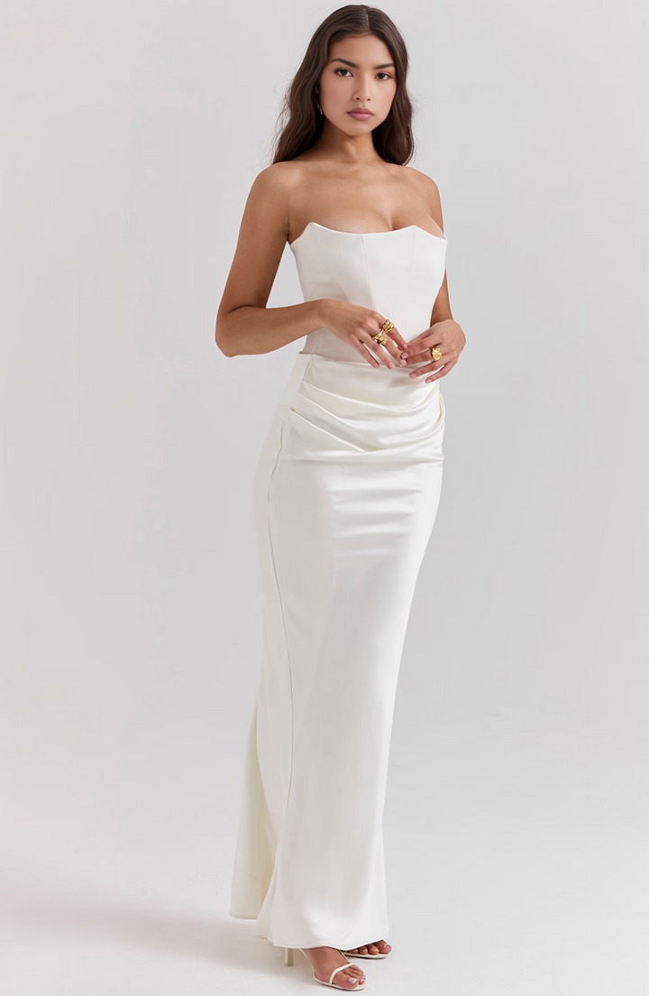 Beverly - Elegant Retro Solid Color Strapless Party Dress