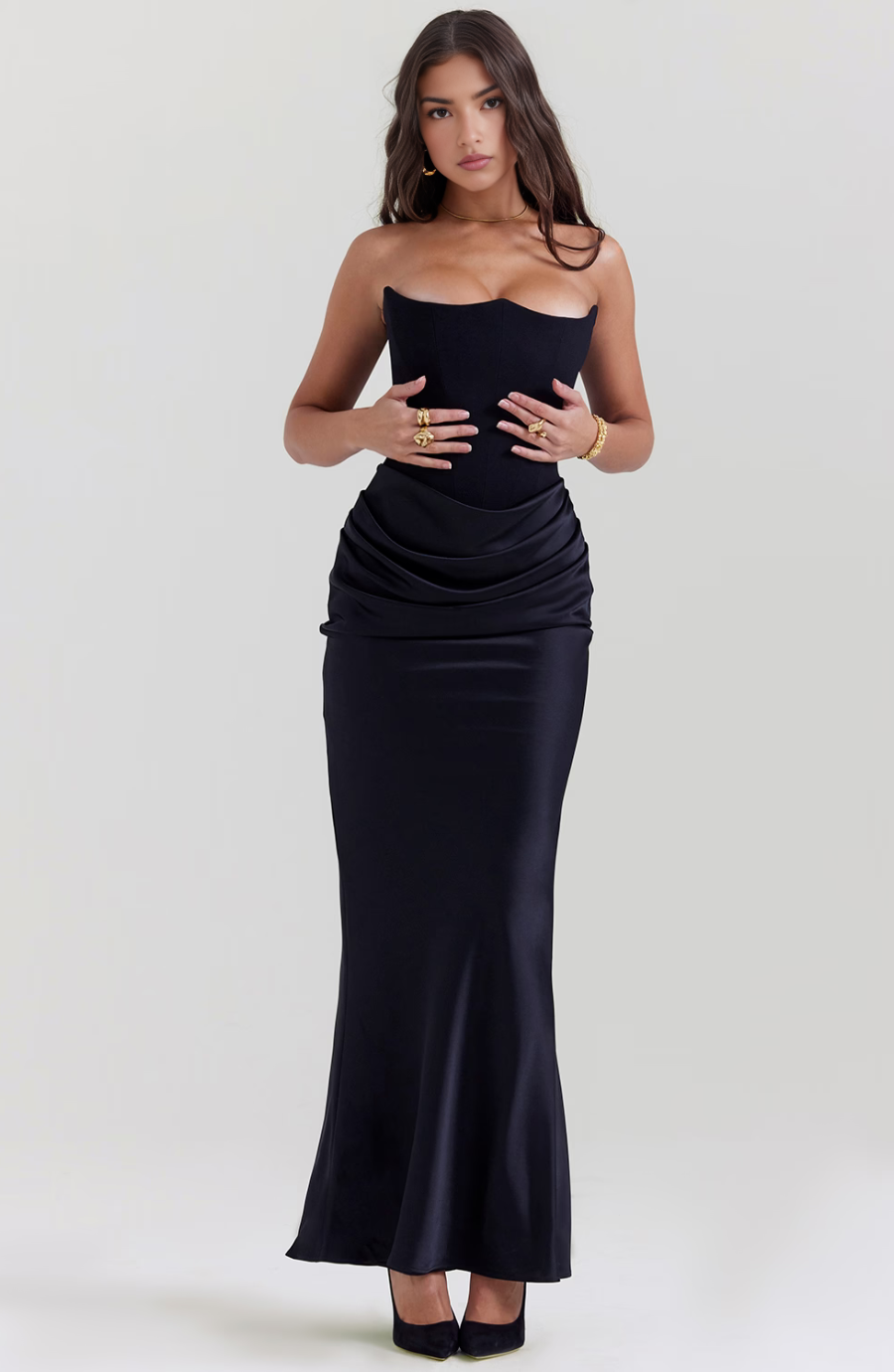 Beverly - Elegant Retro Solid Color Strapless Party Dress