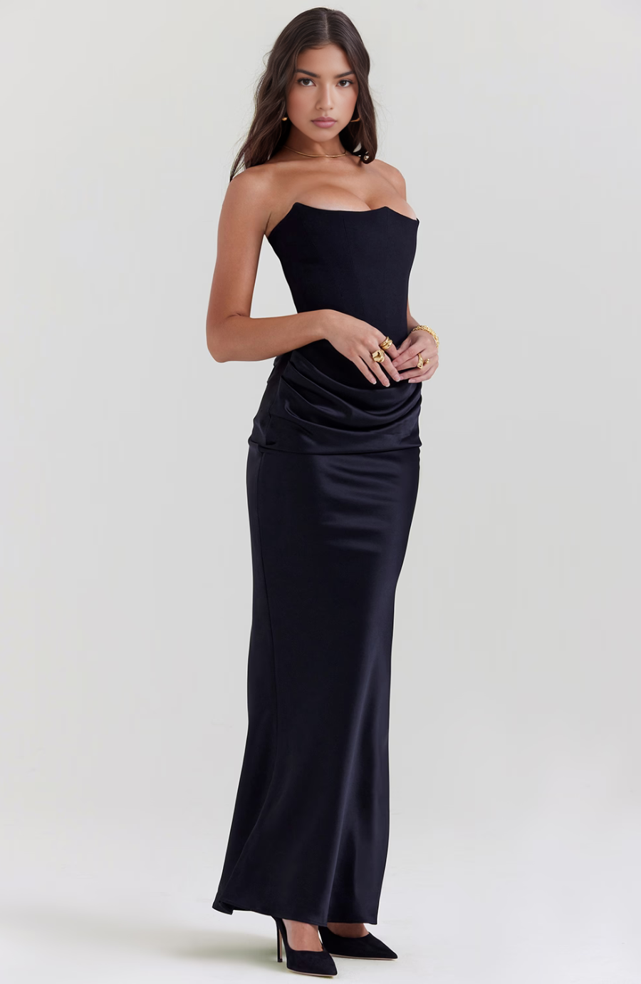 Beverly - Elegant Retro Solid Color Strapless Party Dress