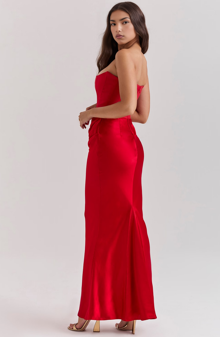 Beverly - Elegant Retro Solid Color Strapless Party Dress