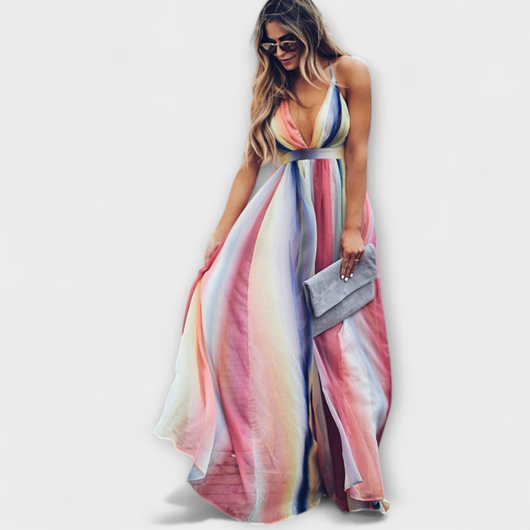 Vanessa - Colorful Striped Women's Dress