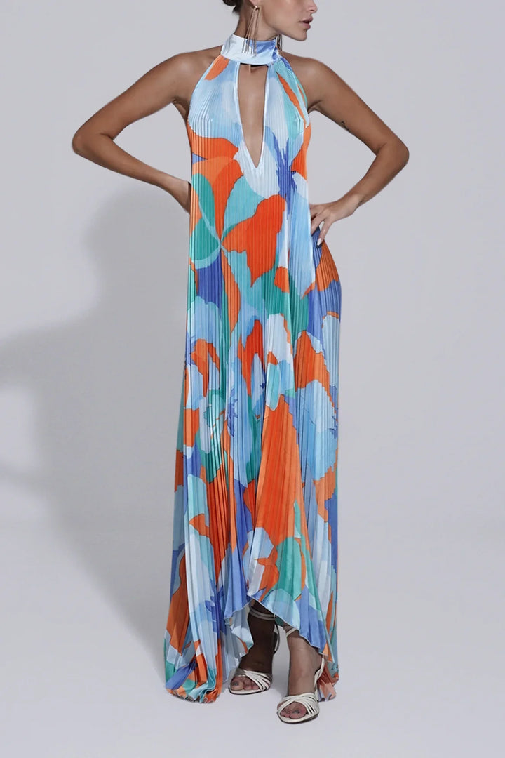 Allison – Elegant Halter Pleated Maxi Dress
