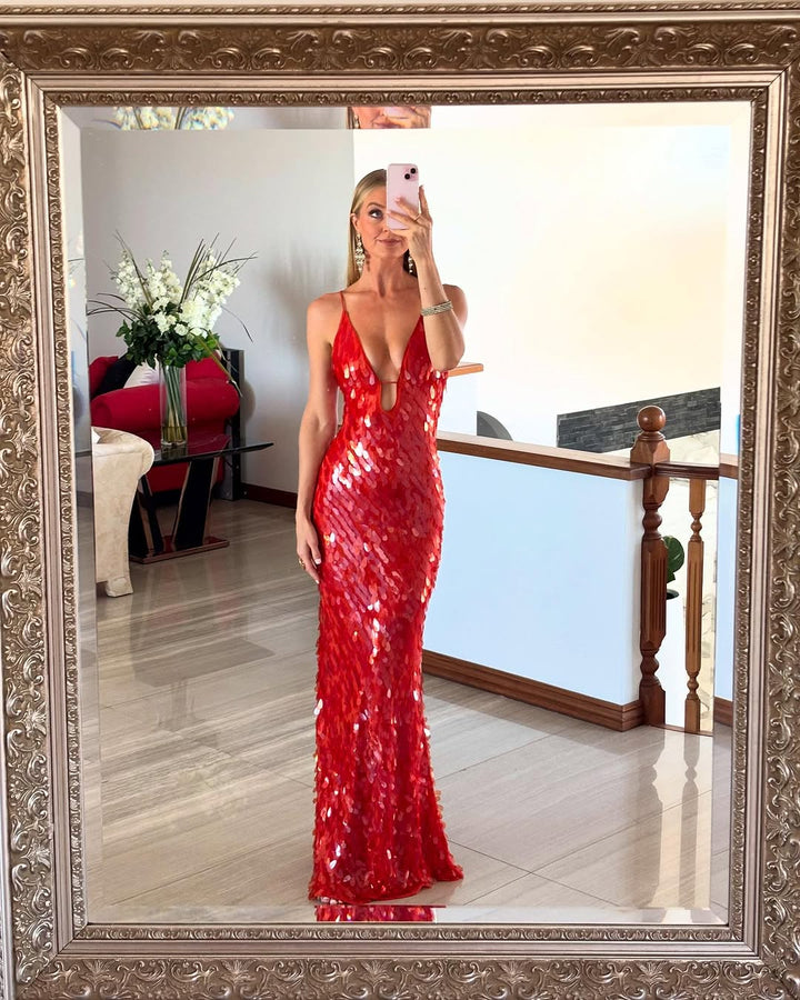 Leanne - Glitter Sequins Backless Strap Dress