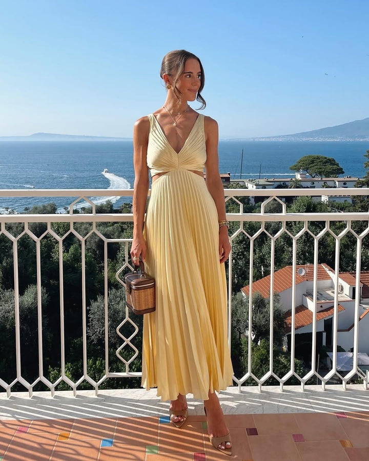 Mandy - Trendy V-Neck Solid Color Maxi Dress