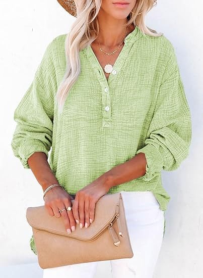 Aveela | Button V-Neck Blouse