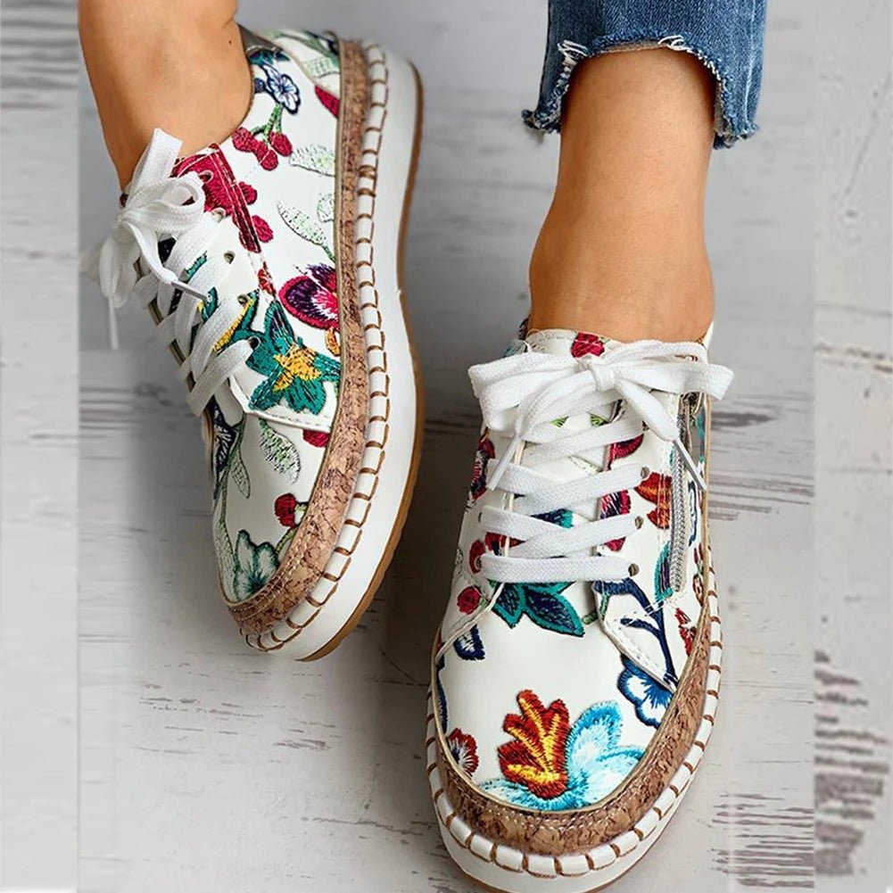 Ava - Floral Orthopedic Zipper Sneakers