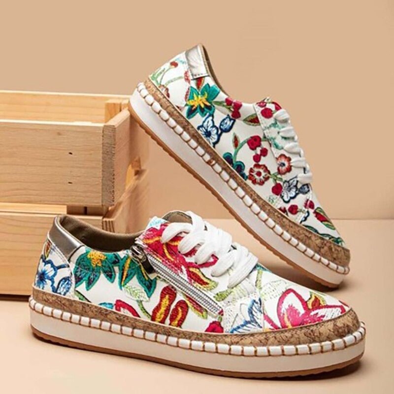 Ava - Floral Orthopedic Zipper Sneakers