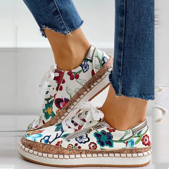 Ava - Floral Orthopedic Zipper Sneakers