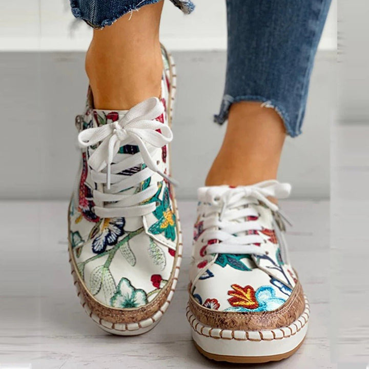 Ava - Floral Orthopedic Zipper Sneakers