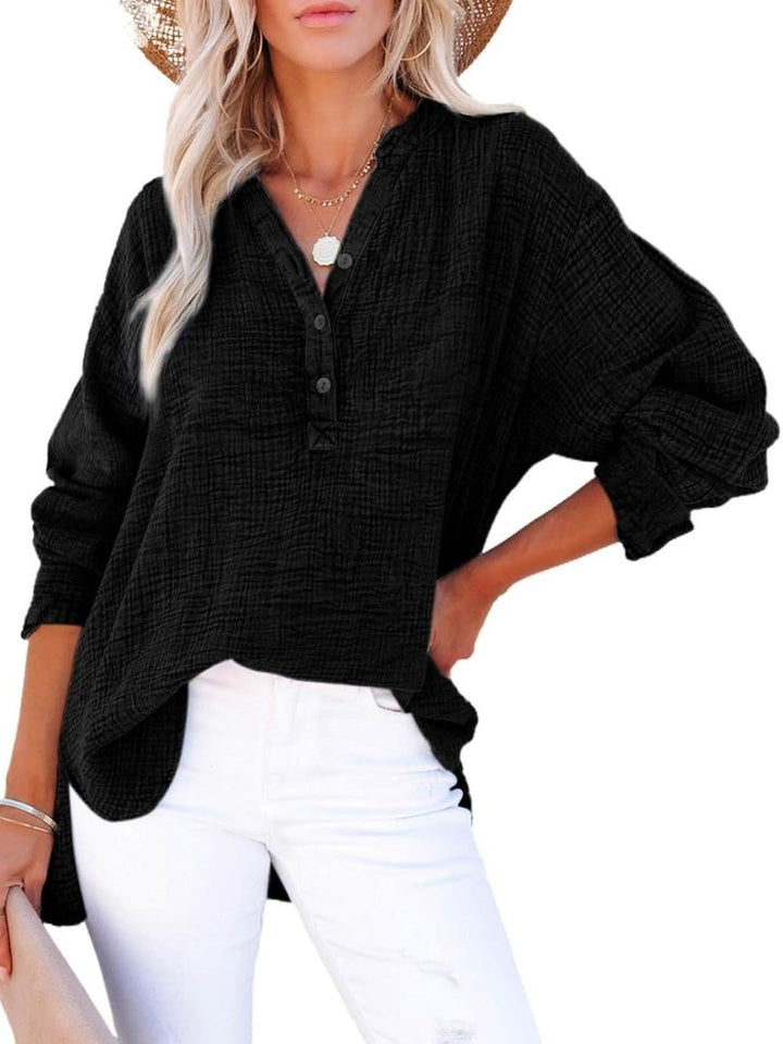 Aveela | Button V-Neck Blouse