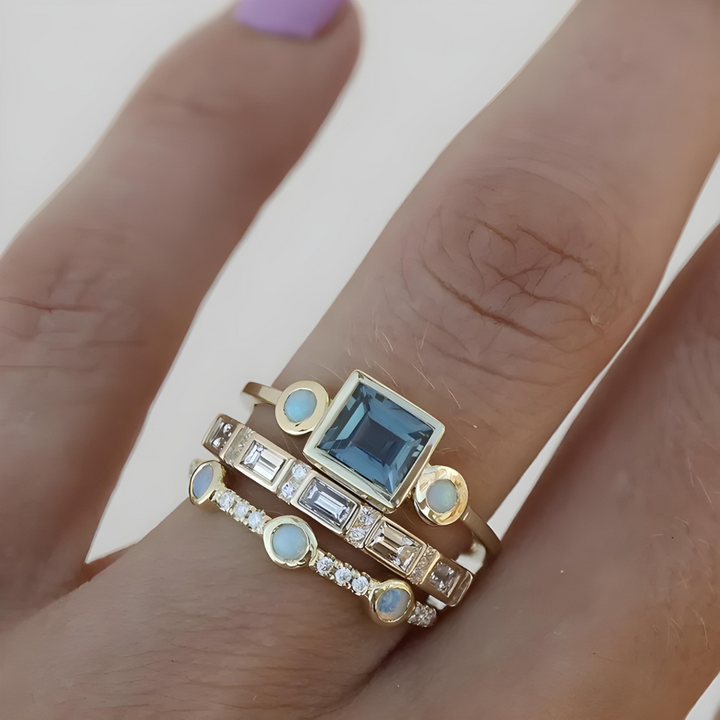 Florence™ - Vintage Blue Crystal Ring Set