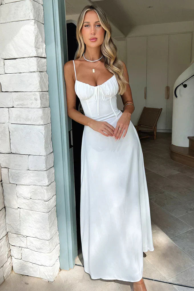 Lorraine - Elegant Spaghetti Strap Maxi Wrap Dress